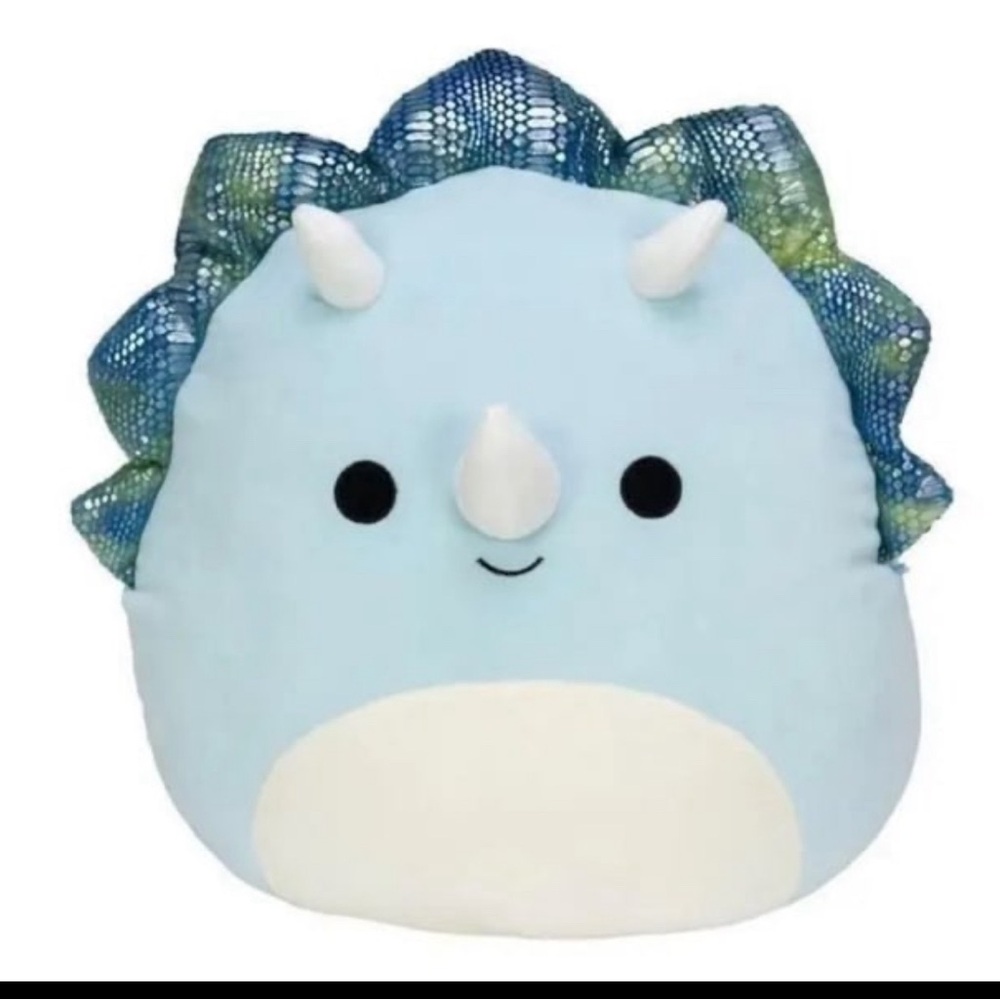 Squishmallow 14"  Pastel Malik the Blue Dinosaur Triceratops